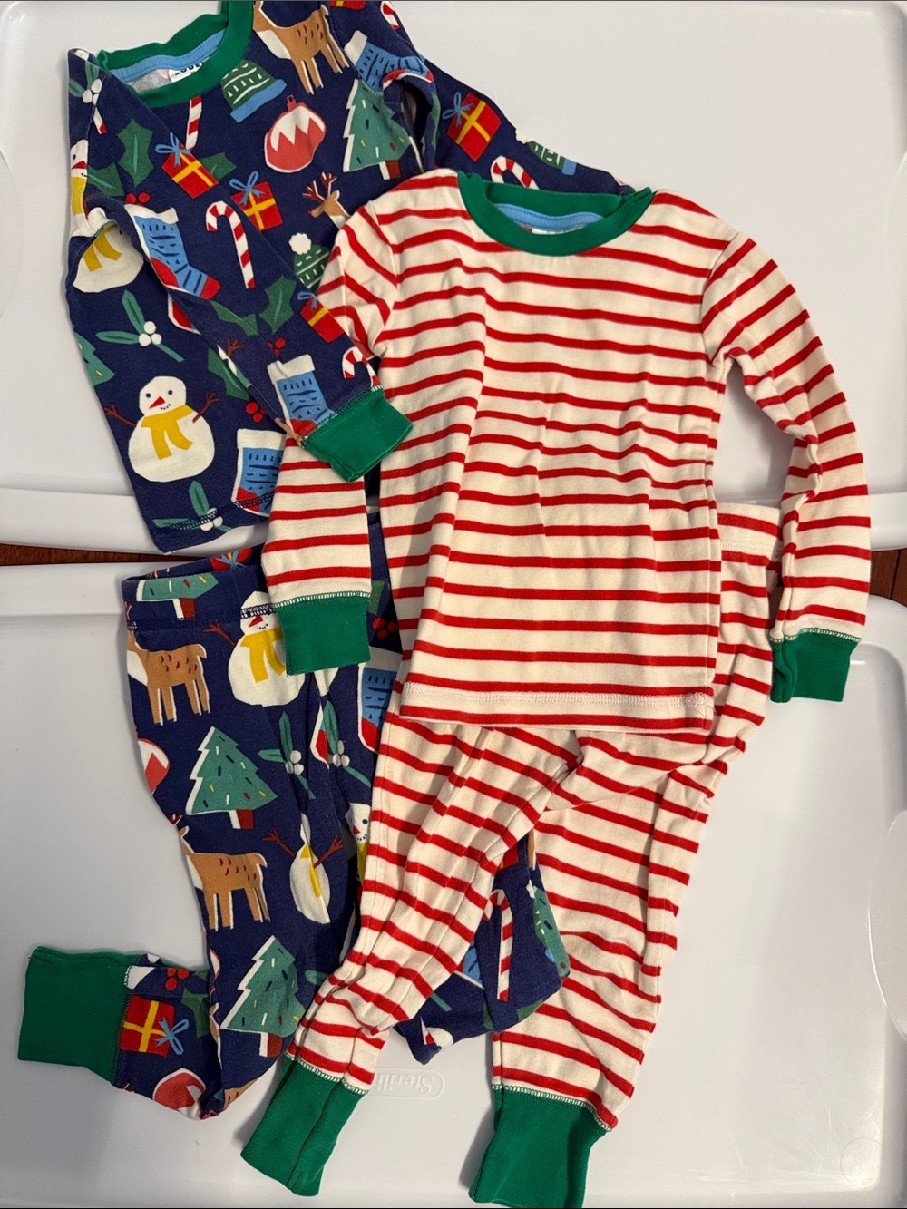 Mini Boden Kids Holiday Stripe and Navy Reindeer Pajama Set